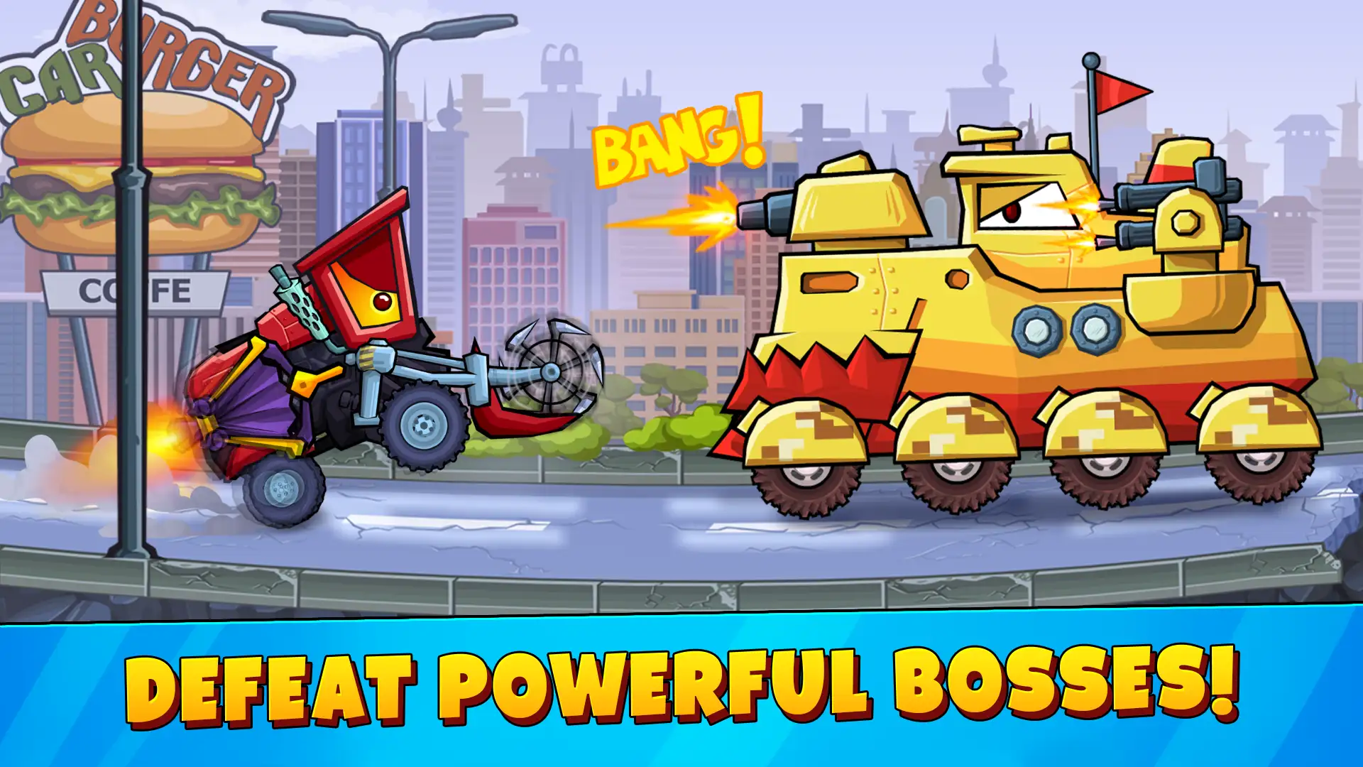 Experience intense battles controlling the powerful Locomachine.