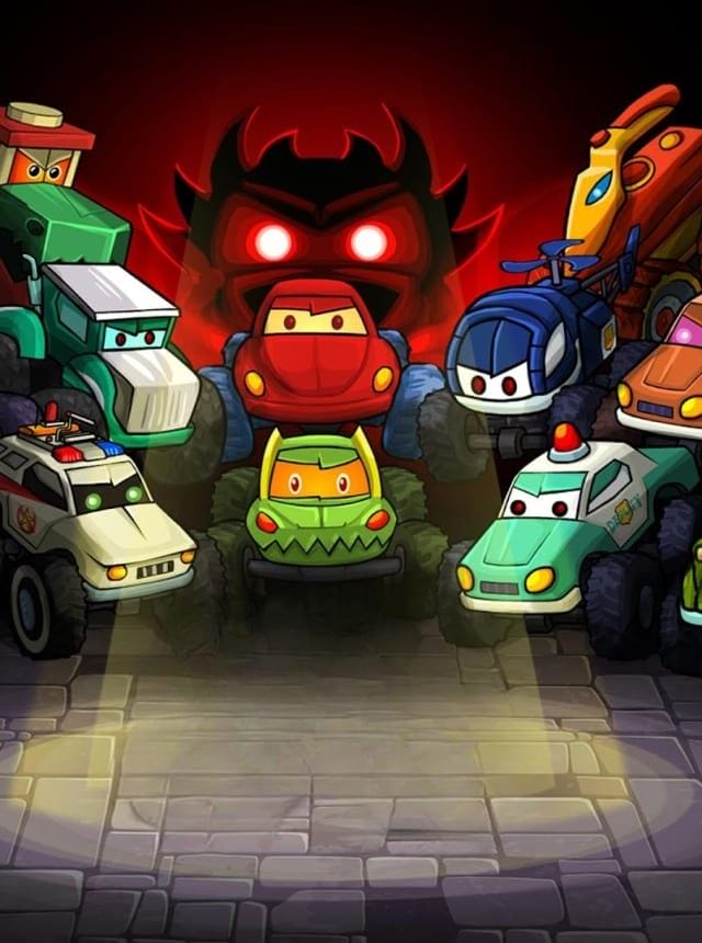 Screenshot of the red Beetle racing uphill in Car Eats Car 3